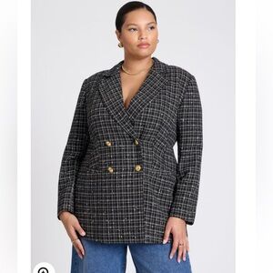Eloquii Plaid Tweed Blazer